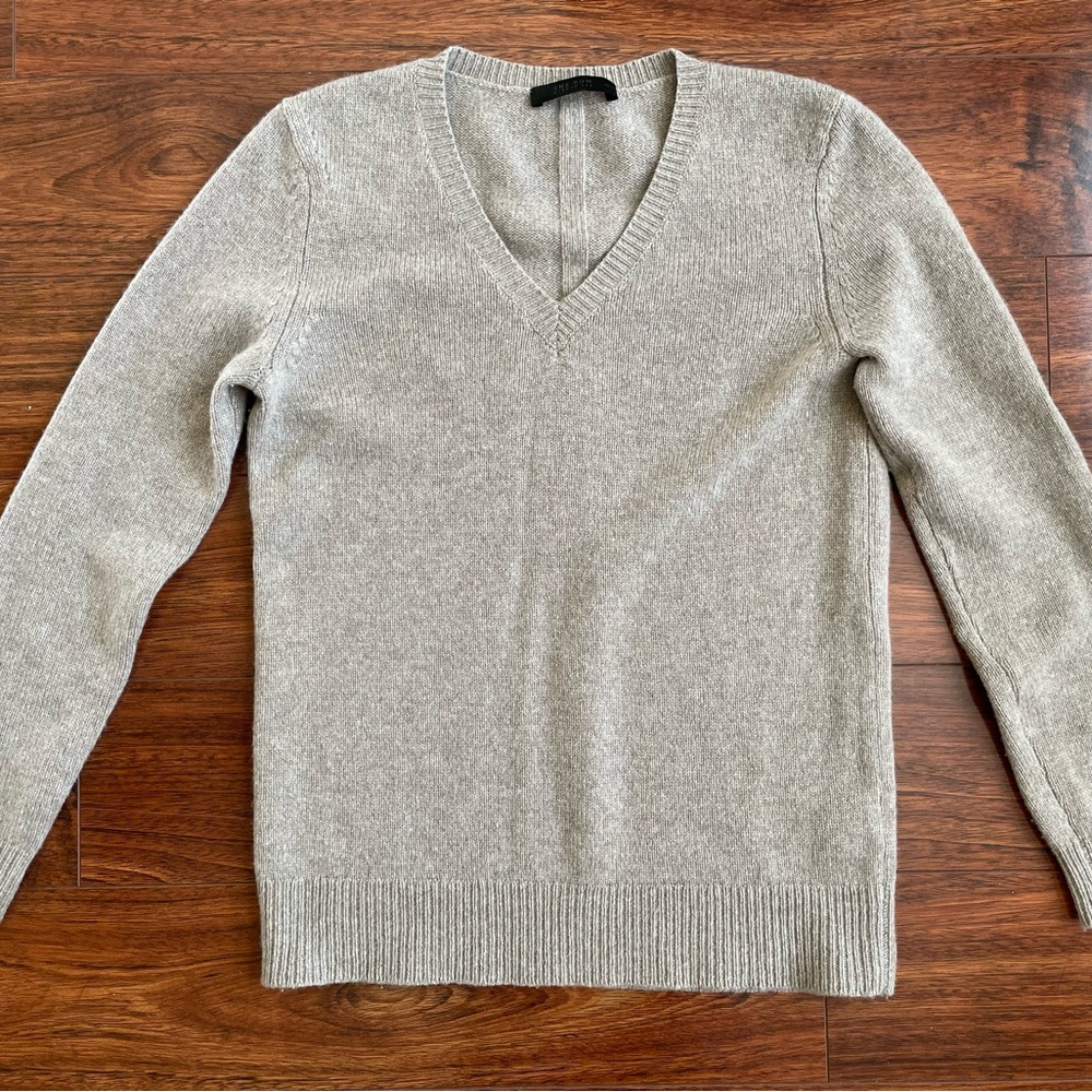 The Row Taupe V Neck Sweater